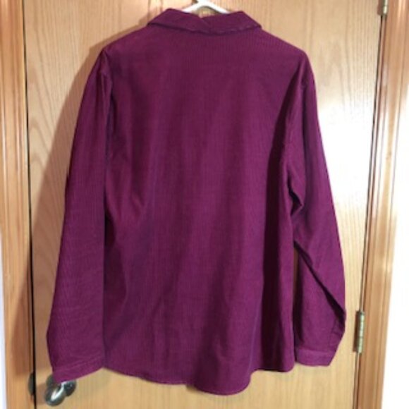 NWOT Vintage Bobbie Brooks Corduroy Shirt Leaf Appliques Maroon Excellent XL - Picture 3 of 7